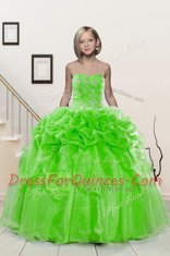 Fitting Pick Ups Ball Gowns Pageant Gowns For Girls Sweetheart Organza Sleeveless Floor Length Lace Up