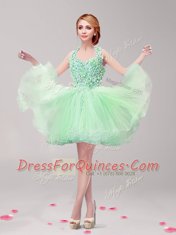 Halter Top Sleeveless Backless Prom Party Dress Apple Green Tulle
