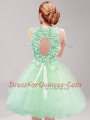 Halter Top Sleeveless Backless Prom Party Dress Apple Green Tulle