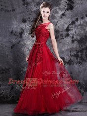 Glamorous Scoop Floor Length Empire Sleeveless Wine Red Prom Dresses Side Zipper