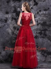 Glamorous Scoop Floor Length Empire Sleeveless Wine Red Prom Dresses Side Zipper