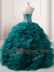 Organza Sleeveless Floor Length and Beading and Ruffles
