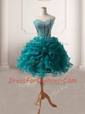 Organza Sleeveless Floor Length and Beading and Ruffles