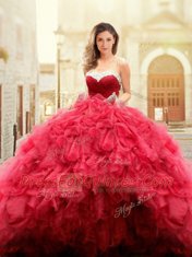 Customized Sleeveless Lace Up Floor Length Beading and Ruffles Quinceanera Gown