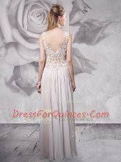 Straps Appliques Homecoming Dress Grey Zipper Sleeveless Floor Length
