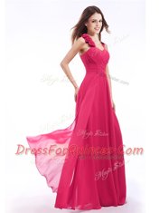 Straps Sleeveless Zipper Homecoming Dress Hot Pink Chiffon