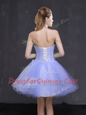 Custom Design Mini Length Lavender Homecoming Dress Sweetheart Sleeveless Lace Up