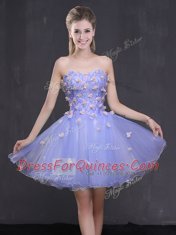 Custom Design Mini Length Lavender Homecoming Dress Sweetheart Sleeveless Lace Up