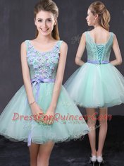 Inexpensive Scoop Mini Length A-line Sleeveless Apple Green Lace Up