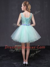 Inexpensive Scoop Mini Length A-line Sleeveless Apple Green Lace Up