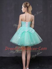 Inexpensive Organza Sleeveless Mini Length Dress for Prom and Lace and Appliques