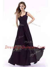 Straps Sleeveless Zipper Prom Dress Purple Chiffon