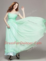 Chiffon Sleeveless Ankle Length Prom Evening Gown and Beading