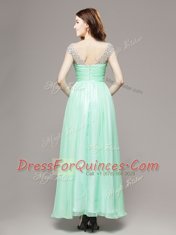 Chiffon Sleeveless Ankle Length Prom Evening Gown and Beading