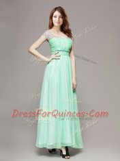 Chiffon Sleeveless Ankle Length Prom Evening Gown and Beading