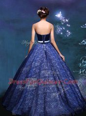 Fabulous Royal Blue Lace Lace Up Sweetheart Sleeveless Vestidos de Quinceanera Appliques and Bowknot