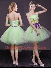 Most Popular Sleeveless Appliques and Belt Lace Up Prom Party Dress