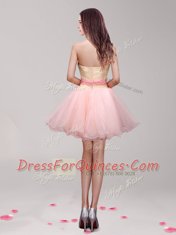 Comfortable Mini Length Pink Evening Dress Sweetheart Sleeveless Zipper