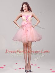 Comfortable Mini Length Pink Evening Dress Sweetheart Sleeveless Zipper