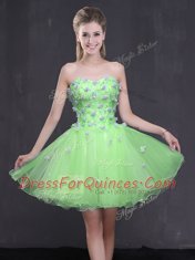 Custom Designed Appliques Prom Dress Lace Up Sleeveless Mini Length