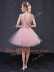 V-neck Sleeveless Organza Hand Made Flower Lace Up