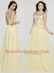 Nice Scoop Chiffon Sleeveless Floor Length and Beading