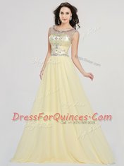 Nice Scoop Chiffon Sleeveless Floor Length and Beading
