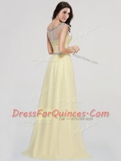 Nice Scoop Chiffon Sleeveless Floor Length and Beading