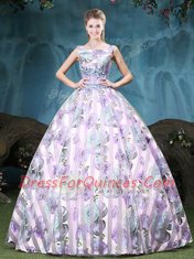 Cheap Straps Multi-color Lace Up 15th Birthday Dress Appliques and Pattern Sleeveless Floor Length