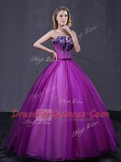 Ball Gowns Sweet 16 Dresses Purple Scoop Tulle Sleeveless Floor Length Lace Up