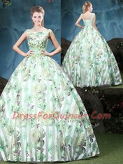 Nice Multi-color Lace Up Straps Appliques and Pattern 15 Quinceanera Dress Tulle Sleeveless