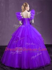 High End Sleeveless Lace Up Floor Length Appliques and Ruffles Vestidos de Quinceanera