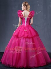 Custom Fit Fuchsia Tulle Lace Up Straps Sleeveless Floor Length Vestidos de Quinceanera Appliques