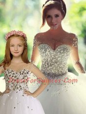 Tulle Sleeveless Floor Length Quinceanera Gowns and Appliques