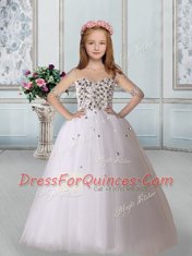 Tulle Sleeveless Floor Length Quinceanera Gowns and Appliques