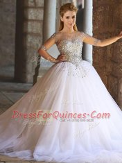Tulle Sleeveless Floor Length Quinceanera Gowns and Appliques
