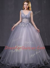 Hot Selling Sleeveless Lace Up Floor Length Appliques 15 Quinceanera Dress