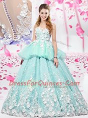 Clearance Scoop Sleeveless Quinceanera Dress Floor Length Lace and Appliques Apple Green Organza and Tulle