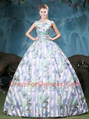 Straps Multi-color Ball Gowns Appliques and Pattern Vestidos de Quinceanera Lace Up Tulle Sleeveless Floor Length