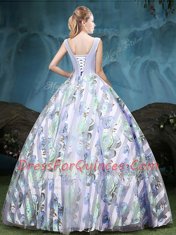Straps Multi-color Ball Gowns Appliques and Pattern Vestidos de Quinceanera Lace Up Tulle Sleeveless Floor Length