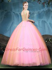Multi-color Sleeveless Floor Length Appliques Lace Up Ball Gown Prom Dress