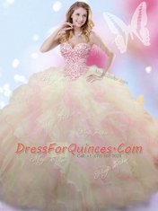 Sweetheart Sleeveless Sweet 16 Quinceanera Dress Floor Length Beading Multi-color Tulle