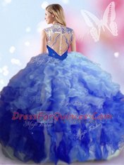 Sleeveless Zipper Floor Length Beading and Ruffles Sweet 16 Dresses