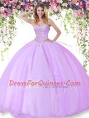 Fitting Floor Length Lilac Ball Gown Prom Dress Sweetheart Sleeveless Lace Up