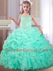Apple Green Sweetheart Neckline Beading and Ruffles and Pick Ups Sweet 16 Dress Sleeveless Lace Up