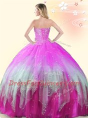 Fashion Multi-color Lace Up Sweetheart Beading 15 Quinceanera Dress Tulle Sleeveless