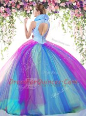 Most Popular Sleeveless Backless Floor Length Beading Sweet 16 Quinceanera Dress