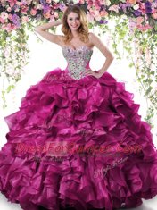 Top Selling Sweetheart Sleeveless Organza Quinceanera Dresses Beading and Ruffles Lace Up