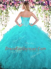 Noble Sweetheart Sleeveless Quinceanera Dress Floor Length Beading Red Tulle