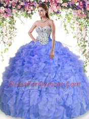 Colorful Organza Sleeveless Floor Length Quinceanera Gowns and Beading and Ruffles